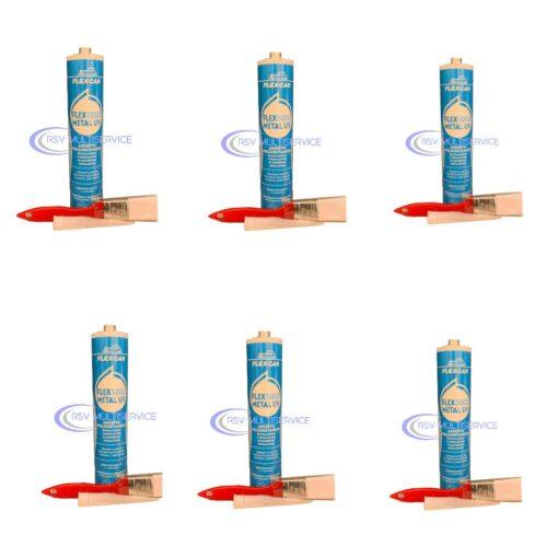Conf. 6 Pz. Flex-Car | Flex 5000 metal sigillante poliuretanico per lamiera | Grigio 310 ml Tot 1,86 litri