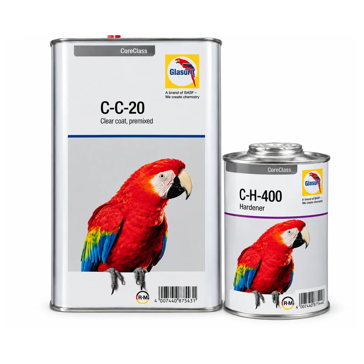Kit Glasurit CC-20 trasparente Premixed 4 litri con catalizzatore CH-400 da 1 litro